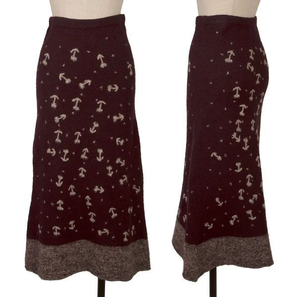 ツモリチサトTSUMORI CHISATO ウールフローラルステッチセットアップ ボルドーM K-165096_009