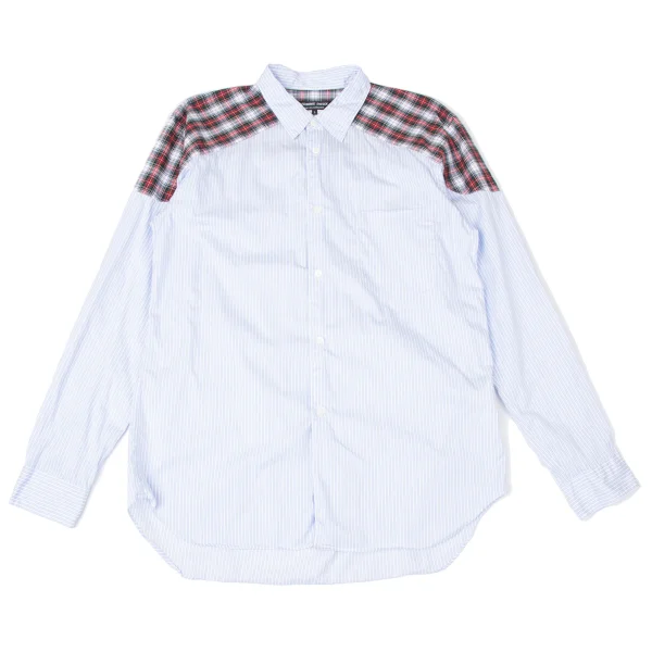 COMME des GARCONS HOMME DEUX York Check Switching Striped Shirt Blue,Red L K-165101_001