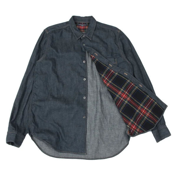 COMME des GARCONS HOMME Check Lining Denim Shirt  Indigo L K-165102_001