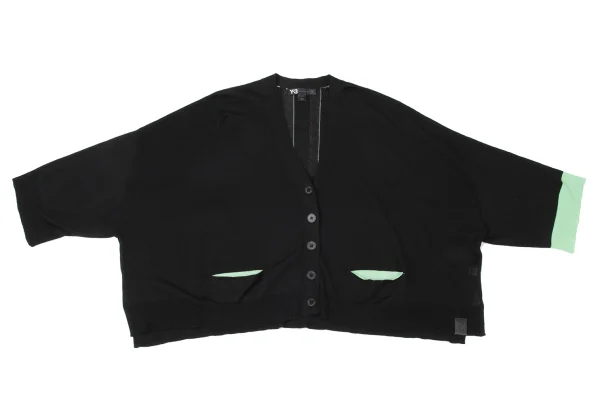 ワイスリーY-3 バイカラーライン切替カーディガン 黒黄緑L K-165108_002