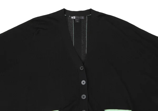 ワイスリーY-3 バイカラーライン切替カーディガン 黒黄緑L K-165108_003