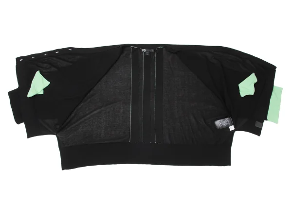 ワイスリーY-3 バイカラーライン切替カーディガン 黒黄緑L K-165108_010