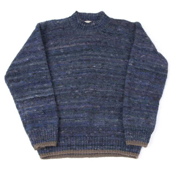 ISSEY MIYAKE MEN Wool Nylon Mixed Color Knit Sweater Blue M K-165110_001