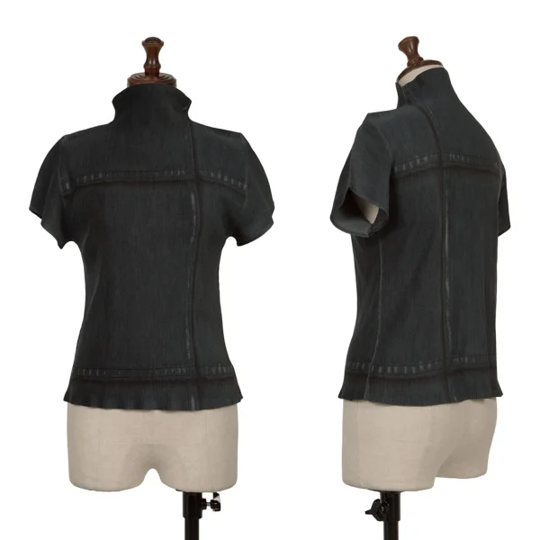 PLEATS PLEASE Mist Pleated Transfer T-shirt Charcoal 3 K-165114_001
