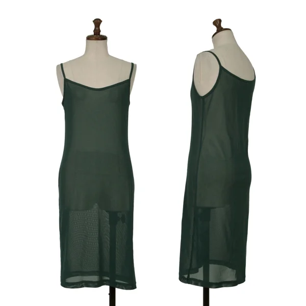 PLEATS PLEASE Mesh Cami Dress Dark Green 3 K-165117_001
