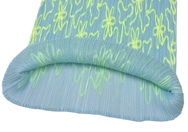 プリーツプリーズPLEATS PLEASE ネオンテーピングメッシュスカート 水色黄緑2 K-165122_006