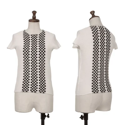 ISSEY MIYAKE PLEATS (T) Stretch Pleated Check T-shirt