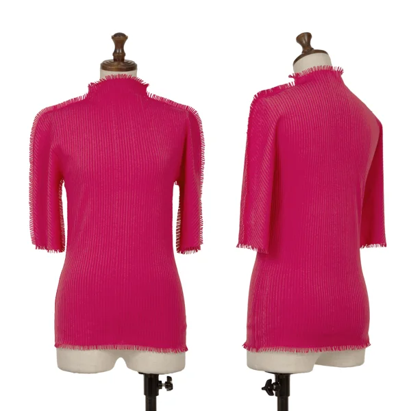 PLEATS PLEASE A-POC Cutting Fringe High Neck T Shirt Pink 3 K-165129_001