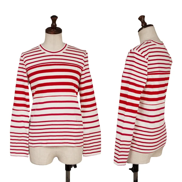 COMME des GARCONS Cotton Stripe Switching T Shirt Red,White XS K-165135_001