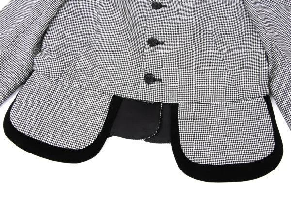 COMME des GARCONS Velour Switching Wool Houndstooth Jacket K-165142_010