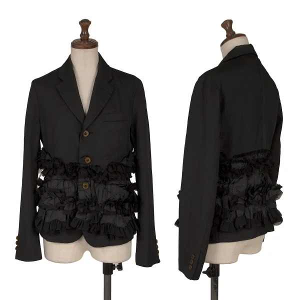 COMME des GARCONS Frill Design Glitter Striped Jacket Black XS K-165143_001