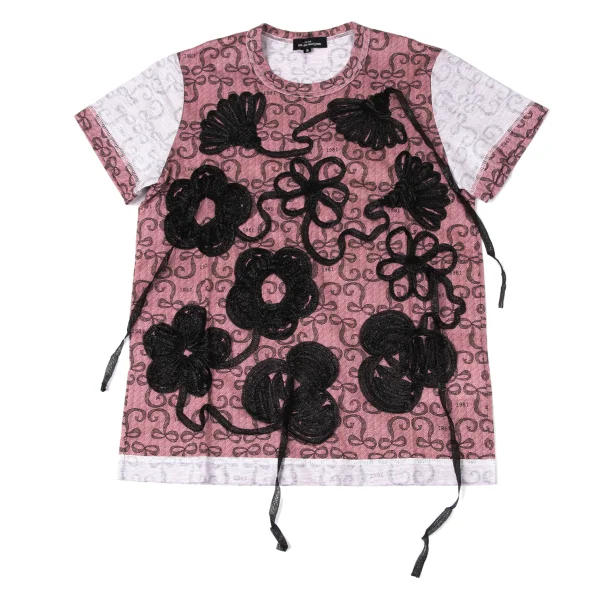 tricot COMME des GARCONS Floral Tapping Inside-out T-shirt Pink S K-165148_001