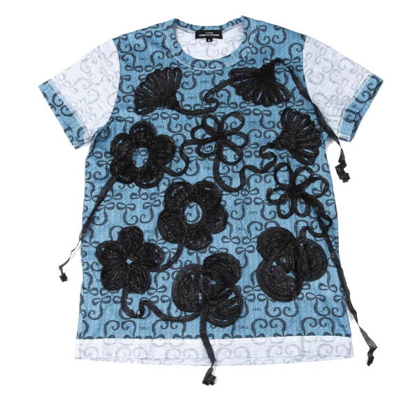 tricot COMME des GARCONS Floral Tapping Inside-out T-shirt Blue S K-165149_001