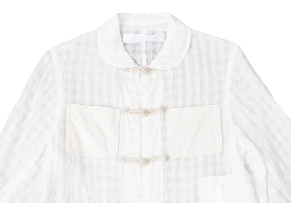 tao Check Weave Chinese Button Round Collar Shirt Jacket K-165159_003