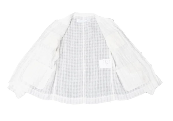 tao Check Weave Chinese Button Round Collar Shirt Jacket K-165159_011