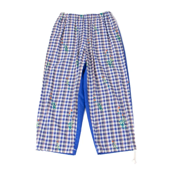 tao Check Switching Embroidery Drawstring Pants Blue S-M K-165162_001