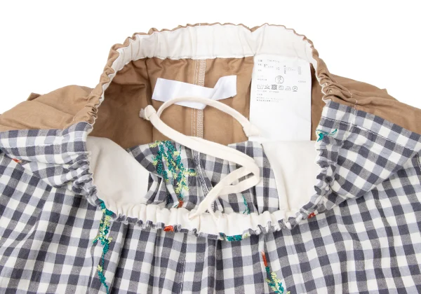 tao Check Switching Embroidery Drawstring Pants K-165163_005