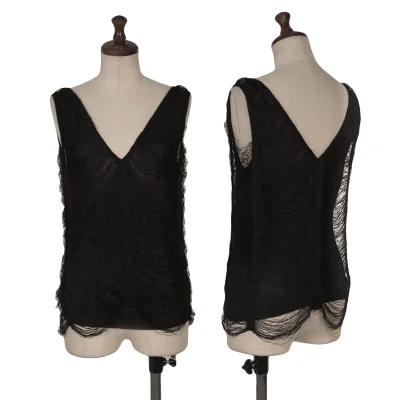 Jean Paul GAULTIER MAILLE FEMME Rayon Fringe Design V-neck Sleeveless Top