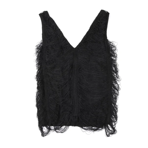 Jean Paul GAULTIER MAILLE FEMME Rayon Fringe Design V-neck Sleeveless Top K-165173_002