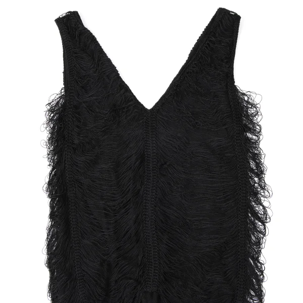 Jean Paul GAULTIER MAILLE FEMME Rayon Fringe Design V-neck Sleeveless Top K-165173_003