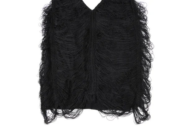 Jean Paul GAULTIER MAILLE FEMME Rayon Fringe Design V-neck Sleeveless Top K-165173_006