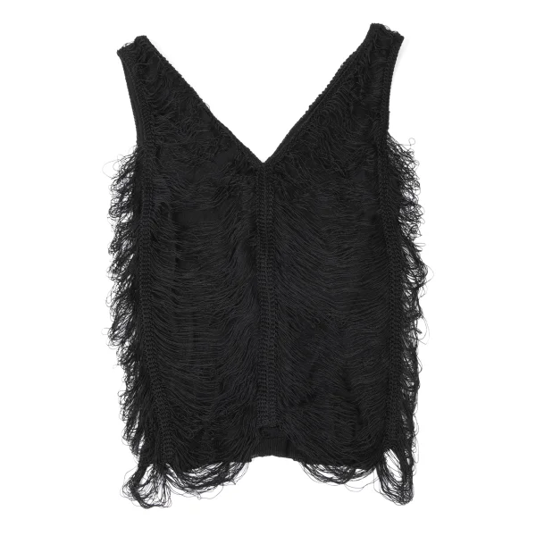 Jean Paul GAULTIER MAILLE FEMME Rayon Fringe Design V-neck Sleeveless Top K-165173_008