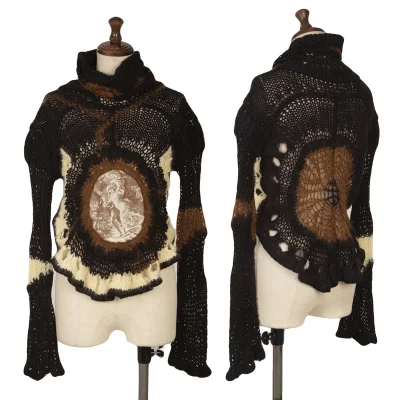 Jean Paul GAULTIER MAILLE FEMME Front Painting Jacquard Turtleneck Knit