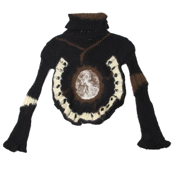 Jean Paul GAULTIER MAILLE FEMME Front Painting Jacquard Turtleneck Knit K-165174_002