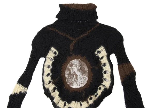 Jean Paul GAULTIER MAILLE FEMME Front Painting Jacquard Turtleneck Knit K-165174_003