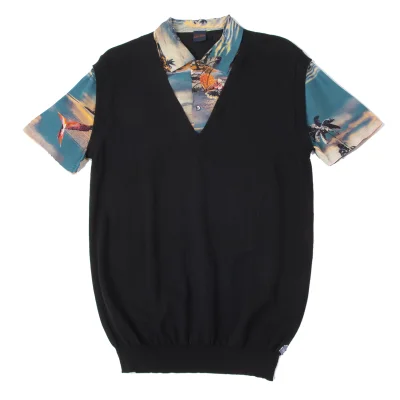 Jean Paul GAULTIER Aloha Shirt Layered Design Docking Knit