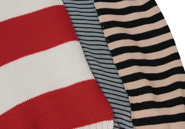 Jean Paul GAULTIER Cotton Blend Multi Stripe Switching Design V-Neck Knit K-165176_008