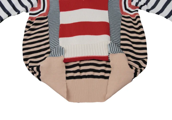 Jean Paul GAULTIER Cotton Blend Multi Stripe Switching Design V-Neck Knit K-165176_009