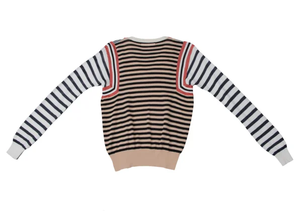 Jean Paul GAULTIER Cotton Blend Multi Stripe Switching Design V-Neck Knit K-165176_010
