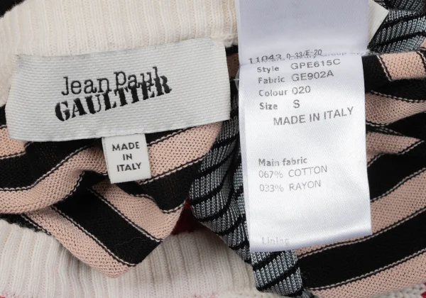 Jean Paul GAULTIER Cotton Blend Multi Stripe Switching Design V-Neck Knit K-165176_014