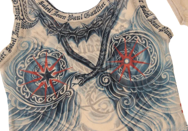 Jean Paul GAULTIER Tattoo Printed Mesh Tank Top K-165177_006