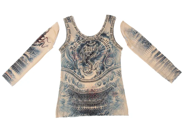 Jean Paul GAULTIER Tattoo Printed Mesh Tank Top K-165177_014