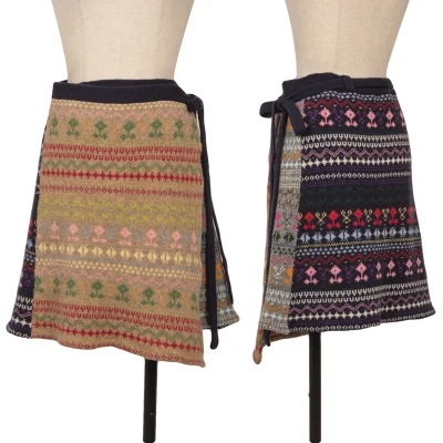BEAMS BOY Wool Nordic Knit Wrap Skirt