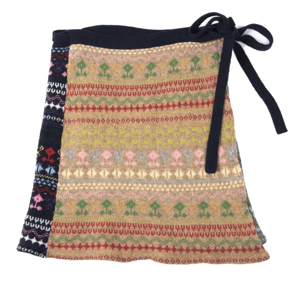 BEAMS BOY Wool Nordic Knit Wrap Skirt K-165194_002