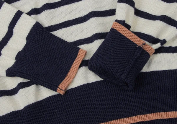 BEAMS HEART Acrylic Cotton Striped Knit Sweater K-165196_005