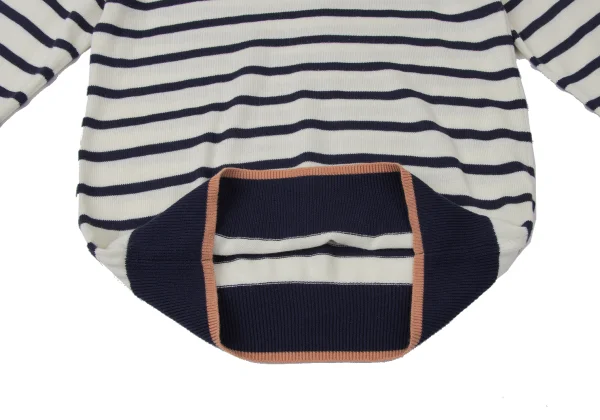 BEAMS HEART Acrylic Cotton Striped Knit Sweater K-165196_007