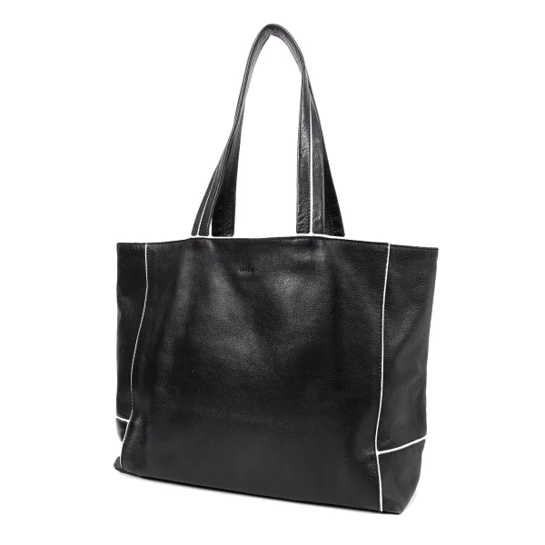 zucca Piping Leather Tote Bag Black  K-165202_001