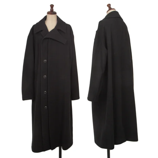 Y's Wool Left Facing Coat Black 1 K-165205_001