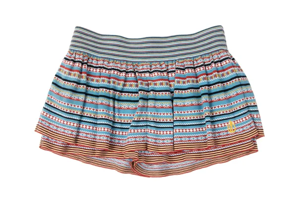 ヒステリックグラマーHYSTERIC GLAMOUR マルチボーダーレイヤードニットショーツ 水色他Free K-165223_002