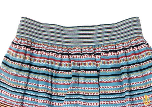 ヒステリックグラマーHYSTERIC GLAMOUR マルチボーダーレイヤードニットショーツ 水色他Free K-165223_003