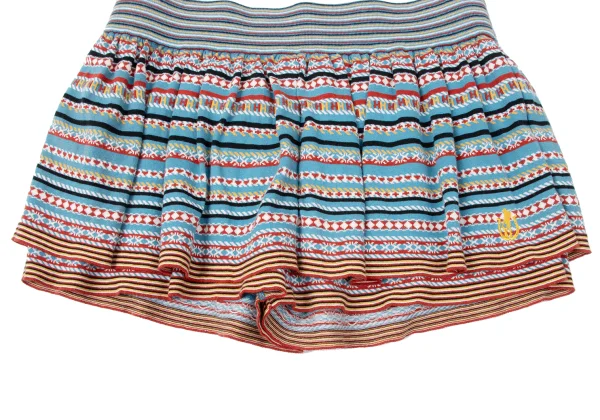 ヒステリックグラマーHYSTERIC GLAMOUR マルチボーダーレイヤードニットショーツ 水色他Free K-165223_005