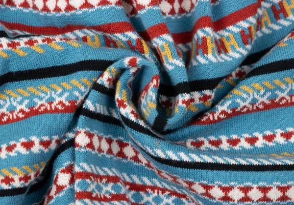 ヒステリックグラマーHYSTERIC GLAMOUR マルチボーダーレイヤードニットショーツ 水色他Free K-165223_011