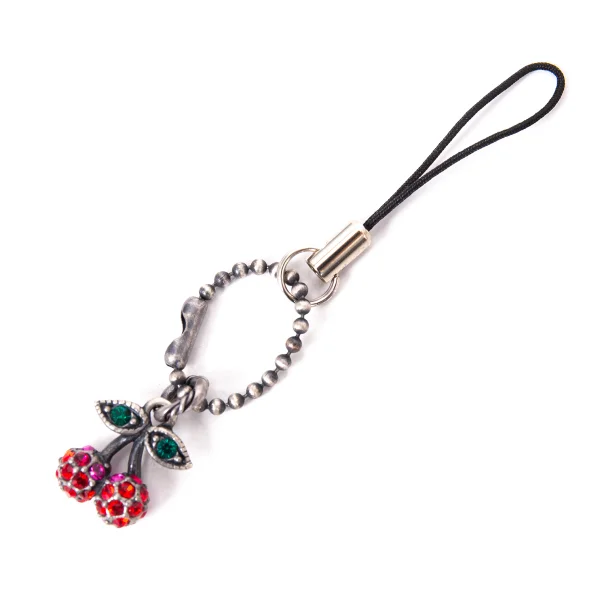 アナスイANNA SUI チェリーチャームストラップ ガンメタ赤緑