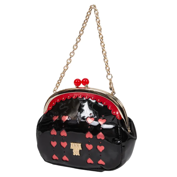 アナスイANNA SUI エナメルがま口ミニポーチ 黒