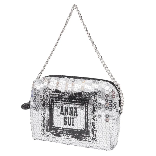 ANNA SUI Sequins Logo Mini Pouch Silver  K-165240_001