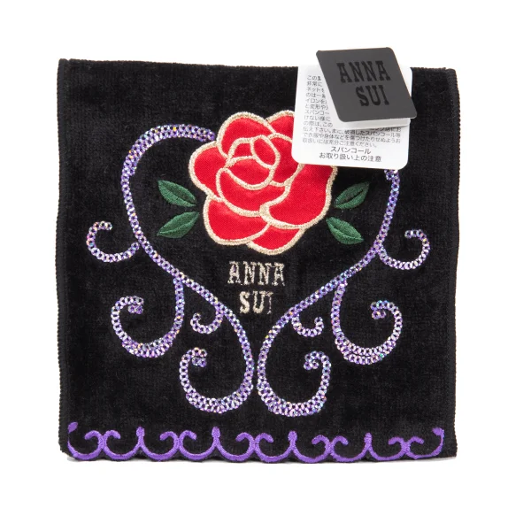 ANNA SUI Sequin Rose Embroidered Pile Pouch K-165241_002